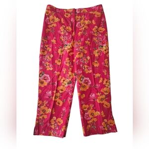EMMA JAMES Pink & Orange Floral Cropped Pants | SZ 8